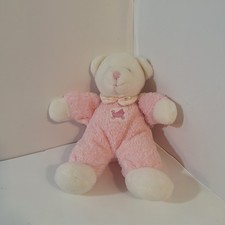 Vintage Russ Baby DROWSY Plush Pink White Teddy Bear Rattle Stuffed Toy Lovey