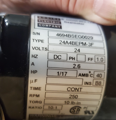 Bodine (24A4BEPM-3F) 24A-3F Series DC Right Angle Gearmotor for