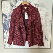 Chico  s Catalina Tweed Jacket Pink Open Front Blazer Women  s Size 1 M 8  10 NWT
