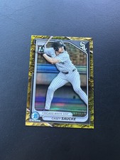 2024 Bowman Draft Casey Saucke Yellow Lunar Crater Refractor /75