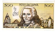 ADVERTISING 500 FRANCS PASCAL FETES DU LUMA PLUBLICITY
