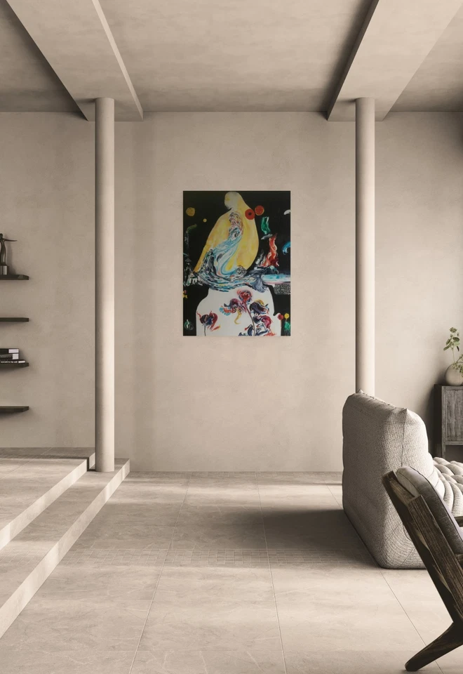 Original Hand-Painted Abstract Oil Painting Signed Modern Wall Art - Image 4 of 4