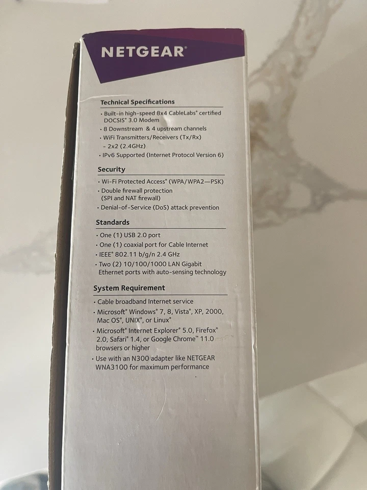Router módem cable WiFi Netgear N300 340 Mbps 2,4 GHz C3000-100NAS Foto 4 de 4