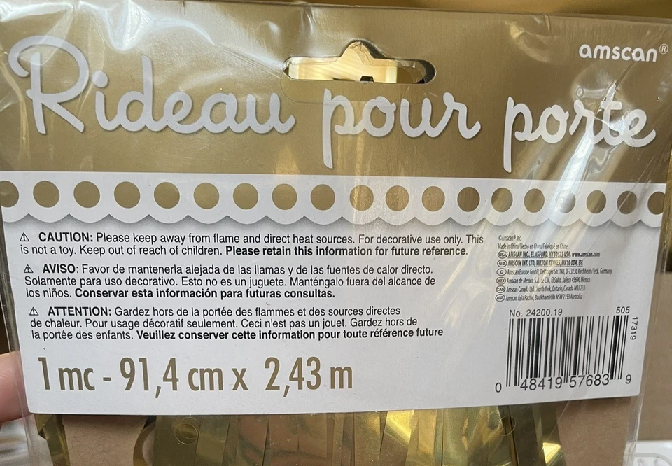 Happy Birthday Party Decorations Gold Door Curtain & Foil Balloons New in Pkg - Image 3 of 4