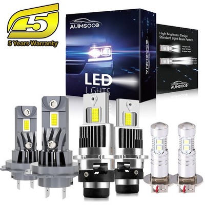 2x H7 LED Headlight + 2x H3 Fog Light + 2x D2S/D2C/D2R HID Low Beam Replace Kit