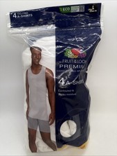 Fruit of the Loom Men's Ribbed Tank Tops A-Shirts 4-Pack, White, Sz L