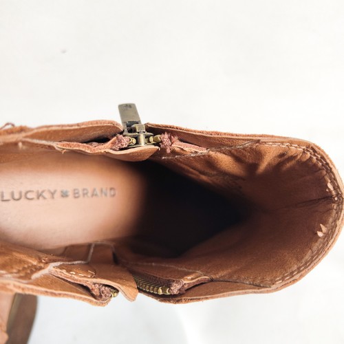 Lucky Brand Stiefeletten Größe 9 camel hellbraun Leder Brenon Booties Blockabsatz Reißverschluss - Bild 8 von 11
