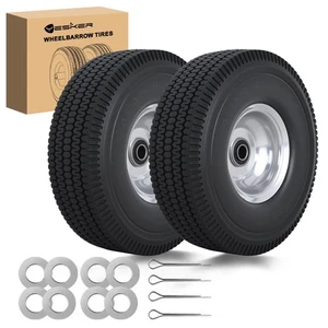Pneus plats libres 4.10/3.504" solides PU Roues pour brouette, paquet de 2