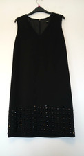 BNWOT Next Ladies Knee Length Day/Evening Dress in Black & Beaded Trim, Size 10