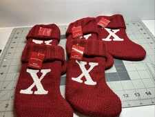 Lot Of 5  Monogram LETTER X MINI 8" Christmas Stocking RED  Wondershop