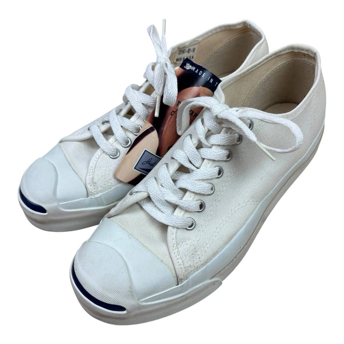 Converse Jack Purcell Signature Ox White Low UK7/US8 Made In USA Deadstock 1992