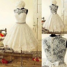 Wedding Dresses Tea Length Beach Short Skirts A Line Vintage Lace Bridal Gowns