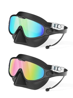 Swim Goggles 2 Pack Adult Wide View Anti Fog UV No Leak YLKJSWIM Nose Cover Pool