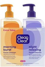 Clean Clear 2-Pack Oil-Free Facial Cleansers Morning Night 8 Oz Each/16 Oz T