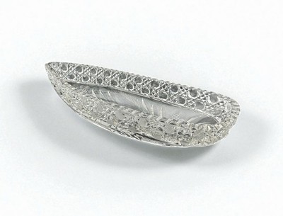 American Brilliant Period Canoe Celery Dish Leaves Crosshatch Design Sawtooth