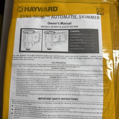 Hayward Dyna-Skim Wide Mouth Automatic Skimmer Series For Pool w Accessories