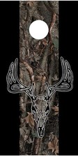 Oak Ambush camouflage deer buck skull cornhole board game decal wraps