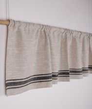 Linen curtain Kitchen European Country Stripe Caf  Tier Valance 100 Linen