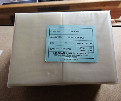 Flat Poly Bags 4 x 6 Inch 1000 Pack 4 Mil Clear L.D.P.E Quality Made in Taiwan!