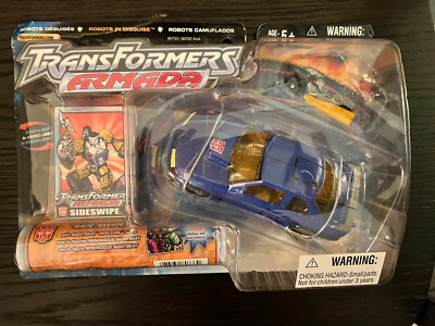 Transformers Armada Sideswipe Car With Nightbeat Motorcycle Mini-Con Hasbro NEW!