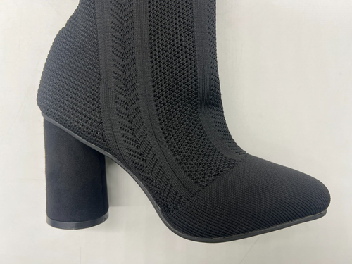 Via Pinky Black Stretchy Fabric Ankle Boots Chunky Heel Women's Sz 6 - Picture 10 of 18