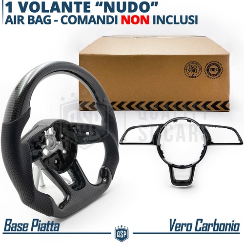 VOLANTE Sportivo Per Audi A4, S4, RS4 (B9) a Base Piatta, in Carbonio e Pelle - Foto 3 di 15