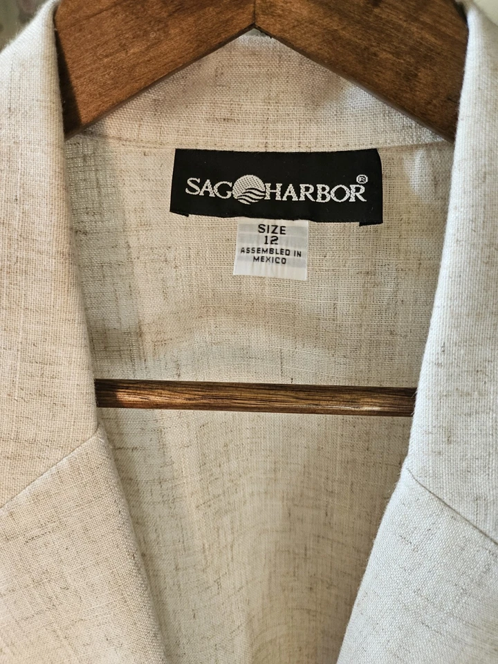 Blazer vintage Sag Harbor mezcla lino. Crema.  Talla 12. Foto 2 de 4