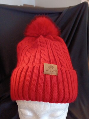 Red Ribbed Beanie With POM POM