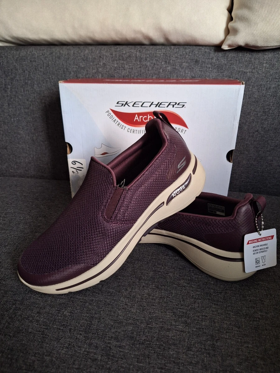 Size 6.5 Skechers men s GO walk arch fit Burgundy slip on euro 40