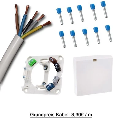EBROM Herdanschluss Komplettset Dose + Herdanschlusskabel H05VV-F 5G2,5 + Adernhülsen