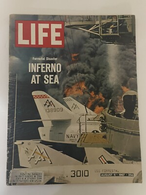 Life Magazine August 11 1967 Forrestal Disaster Inferno at Sea / Nepal / Detroit