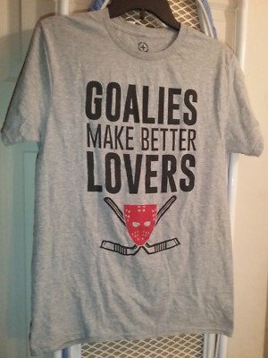 PLUS MINUS HOCKEY GOALIE MAKE BETTER LOVERS T SHIRT MEDIUM NEW GRAY | eBay