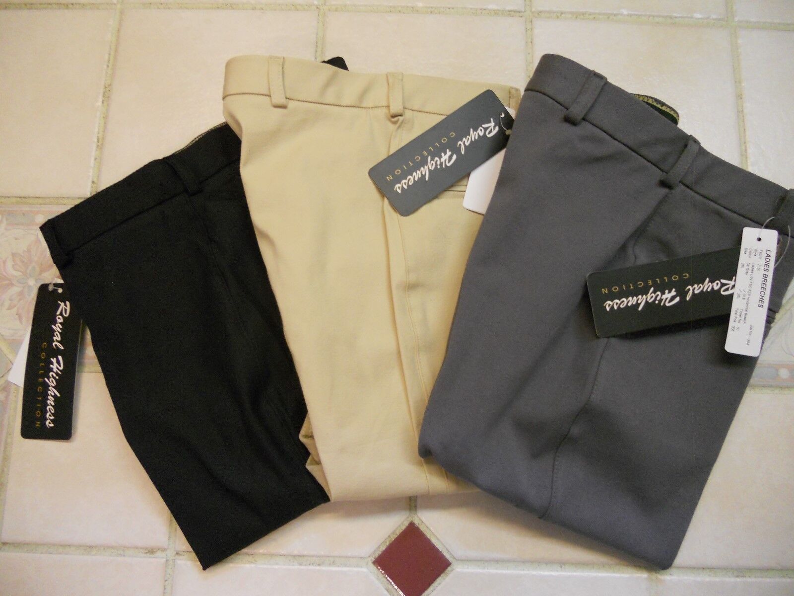 Ladies Royal Highness Knee Clearance SALE Limited time Inventory cleanup selling sale Patch and Gray Breeches Beige Black