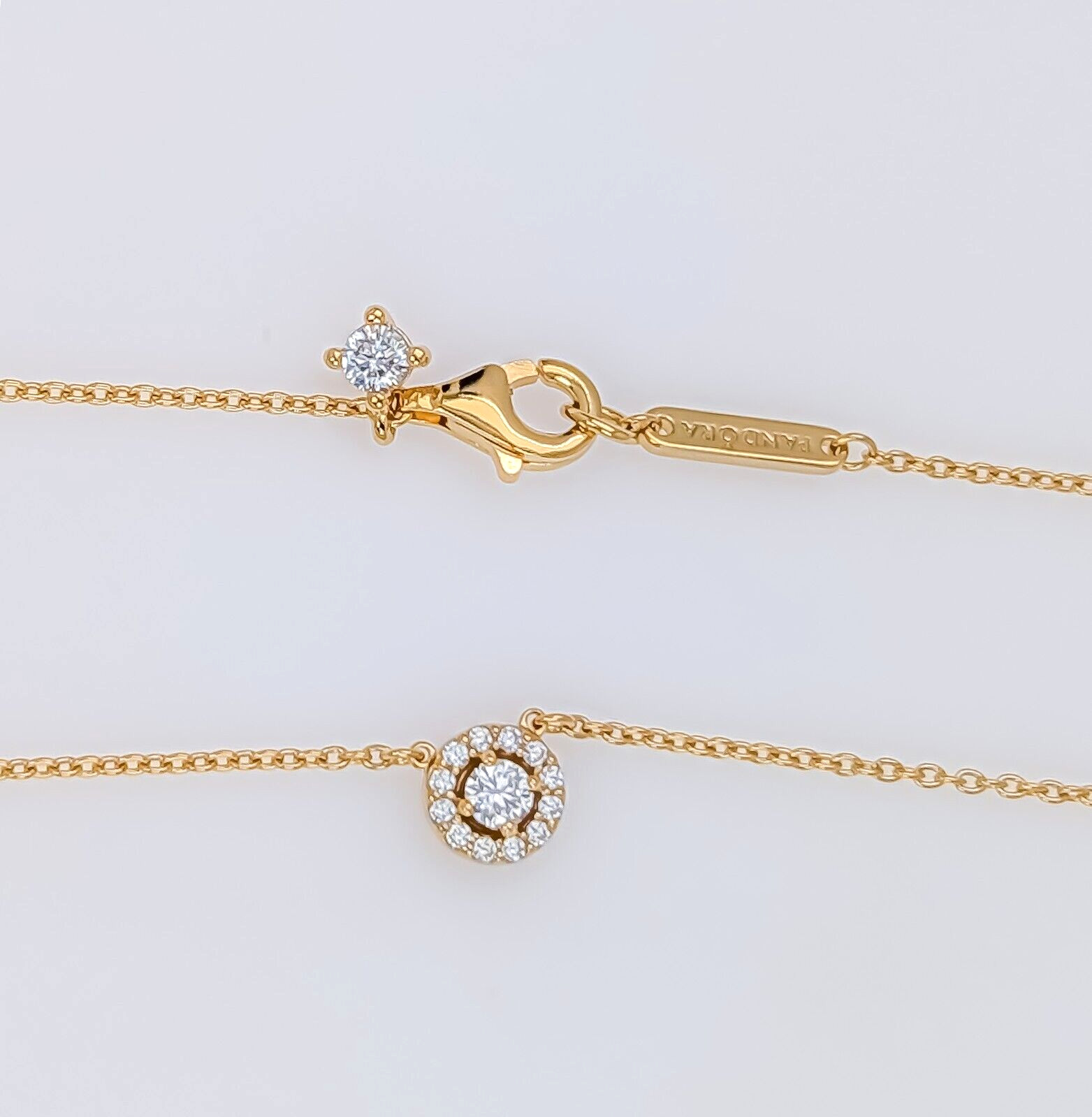 NEW 100% Authentic PANDORA 14k Gold Round Pavé Halo Pendant Necklace 363548C01