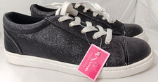 Nina Black Glitter Lace Up Low Top Sneakers Youth Size 6M NEW