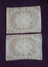 Beautiful 100 Cotton Jacquard Embroidered Pillow Sham Set of 2 Standard Beige