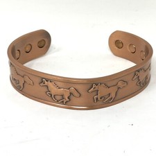 Pure Copper Magnetic Bracelet Arthritis Therapy Cuff Bangle Horse Western Cuff