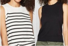 Lot of 2 Crewneck Sweater Vest - A New Day-White w/Black Stripes Black Size S
