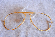 unbranded eyeglass frame front aviator pilot gold 5-7/8 across