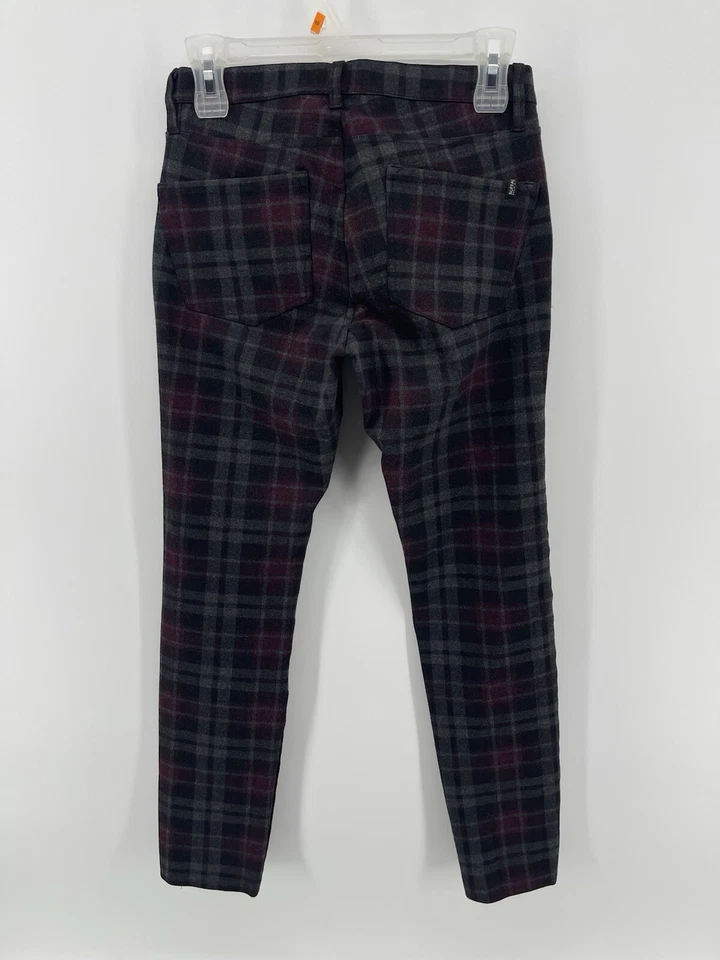 Pantalones ajustados Buffalo David Bitton para mujer talla 25 tiro bajo gris púrpura a cuadros 26X26 Foto 2 de 4