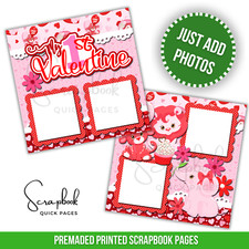 First Valentine's Day Scrapbook Pages PRINTED Premade Scrapbook Quick Pages 141