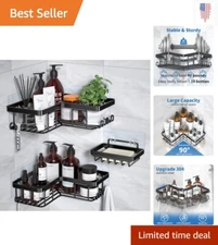 Premium Shower Caddy - Rustproof Stainless Steel, Holder, Hooks - 3-Pack