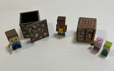 lego minecraft mini 1” pickaxe steve storage box mini block pigman