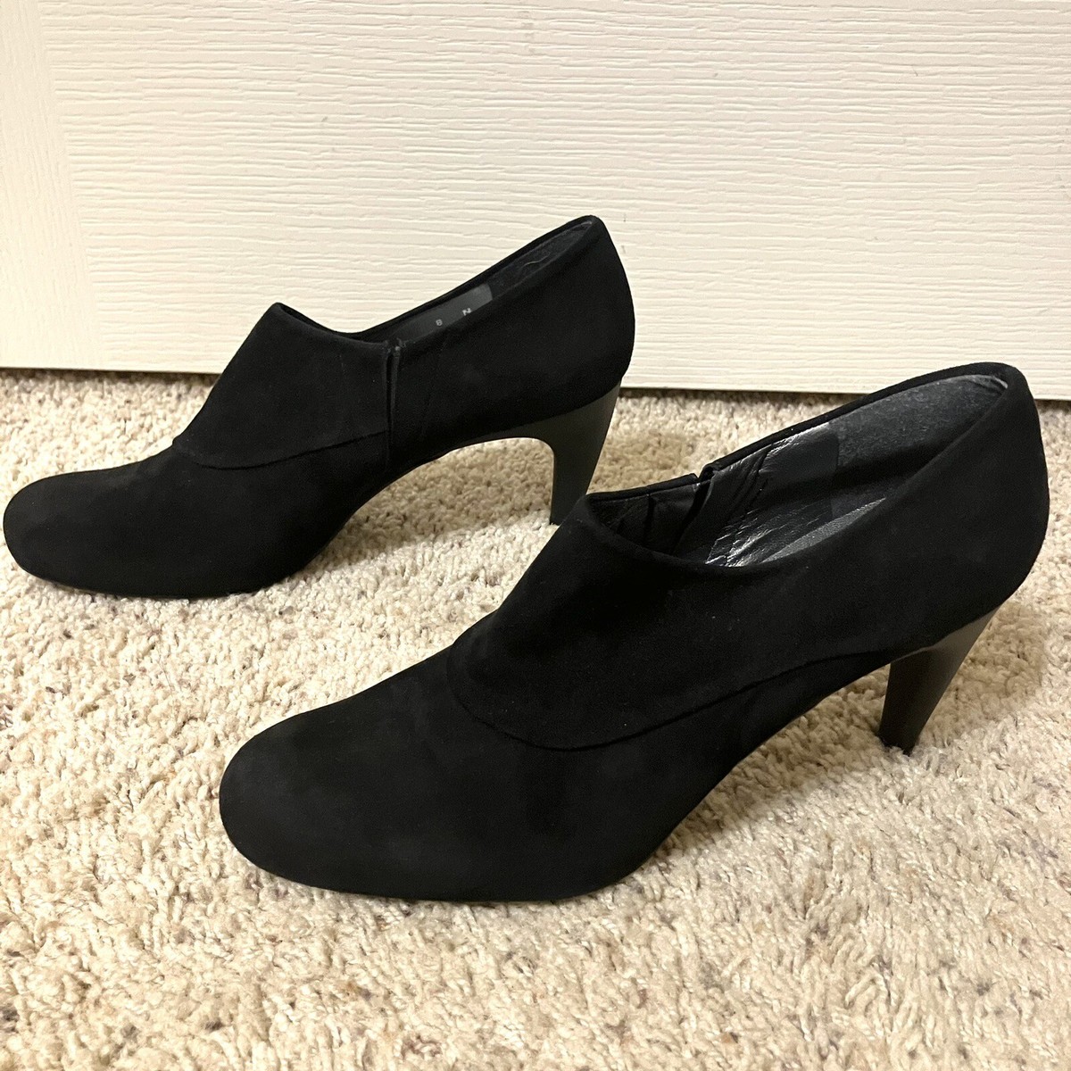 STUART WEITZMAN Booties BLACK Suede STILETTO - Sz 8 N Made in