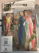 Know Me R11890 Women's One-Piece Swimsuit & Cover-Up Pattern Uncut Size 26W-36W
