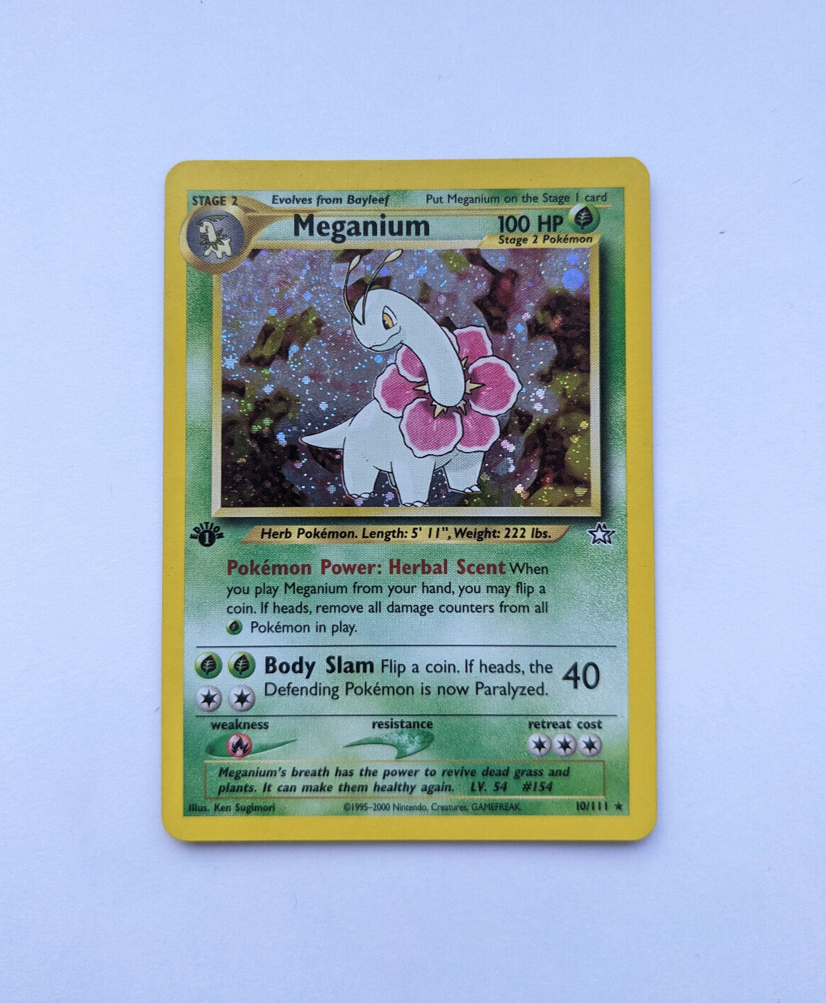 1st Edition Meganium 10/111 Pokemon Card Near Mint Rare Holo Neo Genesis