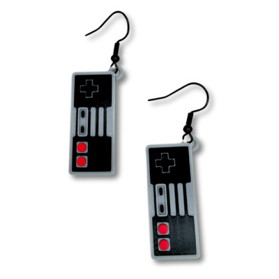 Retro Video Game Controller Earrings 3D Printed Jewelry