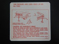 1965 Buick Wildcat Electra Lesabre Trunk Bumper Jack Instructions Decal 65 New