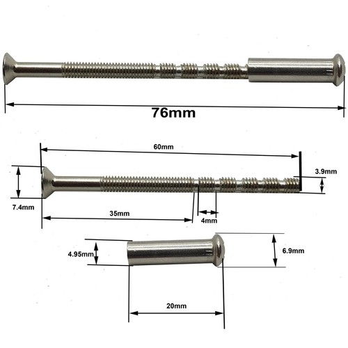 M3 M4 Connecting Screws and Sleeves. Fixings for Handles Roses Knobs Escutcheon - Picture 4 of 10