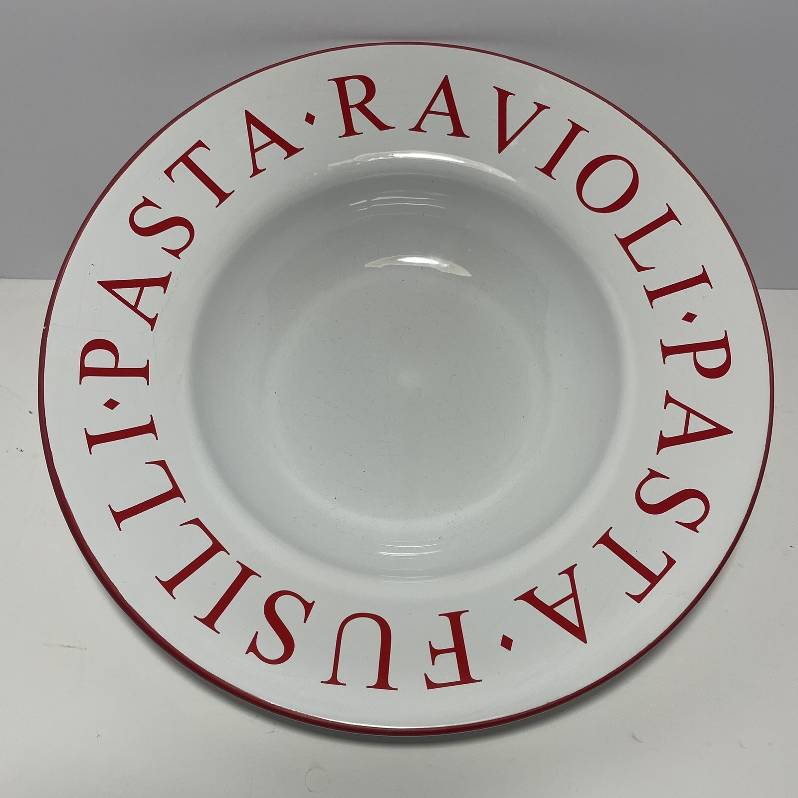 Indoor Outfitters Over & Back Pasta & Ravioli Serving Bowl Large 11" Vintage